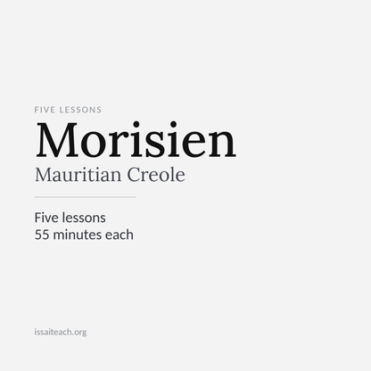 5 lessons - 55-minutes 1:1 - Morisien - Mauritian Creole
