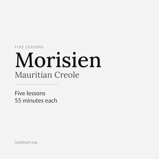 5 lessons - 55-minutes 1:1 - Morisien - Mauritian Creole