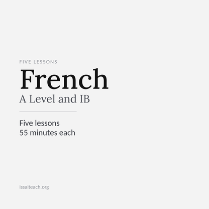 5 lessons - French A-Level IBac private tuition 55 minutes