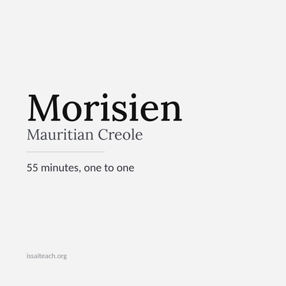 55-minute 1:1 lesson - Morisien - Mauritian Kreol